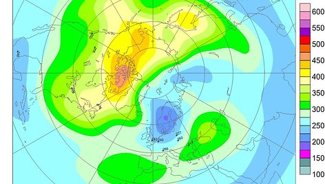 Pav. 2019 m. gruodžio 4 d. informacija iš Pasaulio ozono ir ultravioletinės Saulės spinduliuotės duomenų centro (WOUDC).