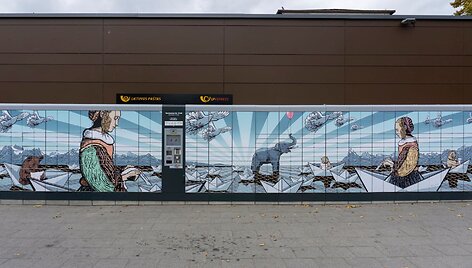 Algis Kri&scaron;čiūnas' art on an LP Express terminal