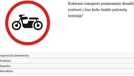 Bandomojo teorijos egzamino klausimas &bdquo;Regitroje&ldquo;