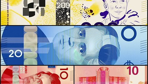 Siūlomų eurų banknotų koliažas