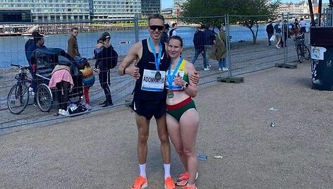 Au&scaron;ra Garunk&scaron;nytė ir Egidijus Adomkaitis Kopenhagos maratone
