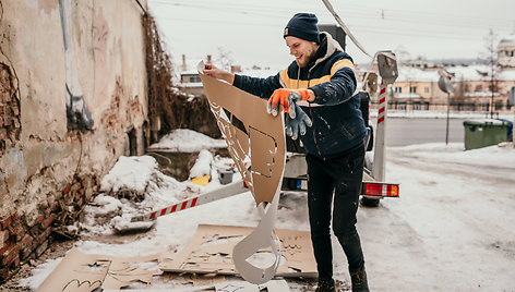 Savanorių prospekte Kaune pristatytas kultūros savanoriams dedikuotas gatvės meno kūrinys