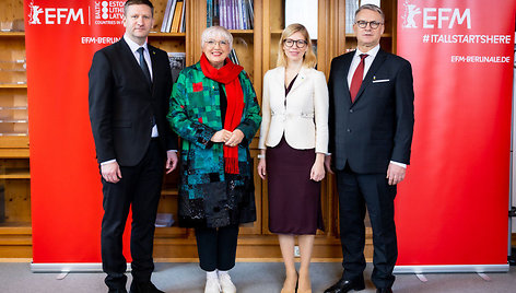 Kultūros ministras Simonas Kairys, Vokietijos kultūros ministrė Claudia Roth, Estijos kultūros ministrė Piret Hartman ir Latvijos kultūros ministras Nauris Puntulis.