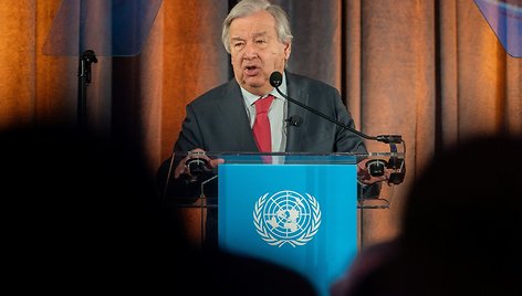 Antonio Guterres kalba apie klimato veiksmus Niujorke. / David Dee Delgado / REUTERS