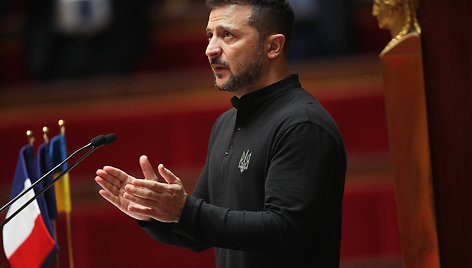 Ukrainos prezidentas Volodymyr Zelensky kalbėjo Assemblee Nationale. / IMAGO/Jonathan Rebboah / IMAGO/PanoramiC