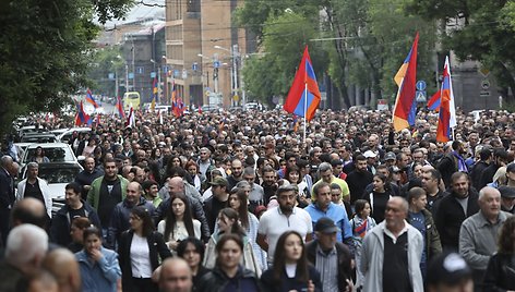 Protestai vyksta Armenijoje. / Stepan Poghosyan / AP