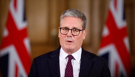 Britanijos ministras pirmininkas Keir Starmer kalba apie Artimųjų Rytų situaciją. / BENJAMIN CREMEL / via REUTERS