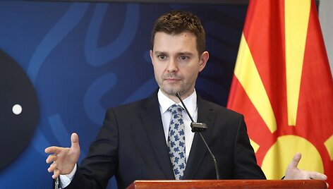 &Scaron;iaurės Makedonijos užsienio reikalų ministras Timčo Mucunski / Boris Grdanoski / AP