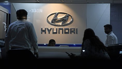 Pietų Korėjos automobilių gamintojos „Hyundai“ logotipas / Ashish Vaishnav / ZUMAPRESS.com