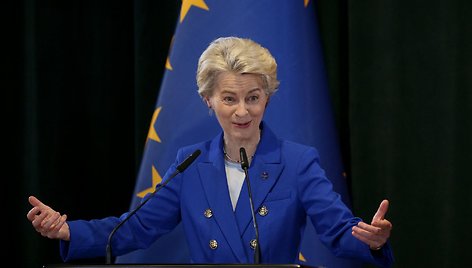 Europos Komisijos vadovė Ursula von der Leyen / ADNAN BECI / AFP