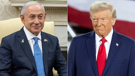 Benjaminas Netanyahu ir Donaldas Trumpas / JIM WATSON RYAN M. KELLY / AFP