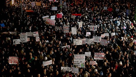 Protestas Serbijos sostinėje / OLIVER BUNIC / AFP