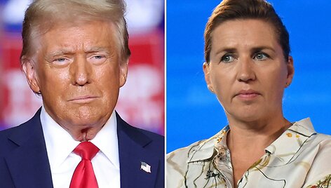 Donaldas Trumpas ir Mette Frederiksen / CHARLY TRIBALLEAU MICHAL CIZEK / AFP