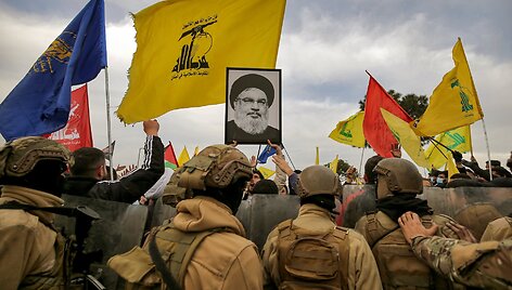 &bdquo;Hezbollah&ldquo; rėmėjų protestas / Marwan Naamani / dpa/picture-alliance