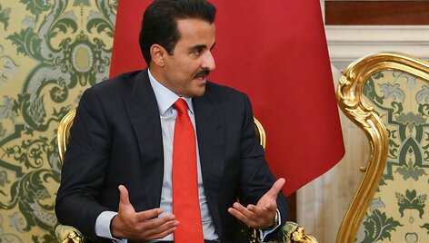Tamimas bin Hamadas al Thani Maskvoje / IMAGO/Grigory Sysoev / IMAGO/SNA