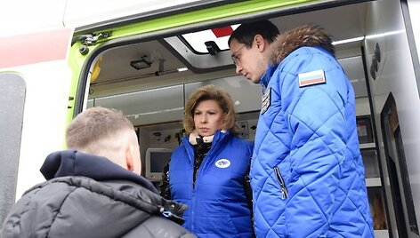 Tatjana Moskalkova Ukrainos gražinamų civilių sutikimo metu / IMAGO / IMAGO/SNA