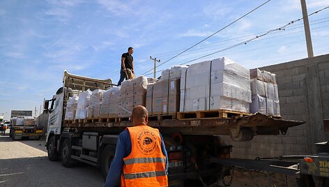 Sunkvežimiai su humanitarine pagalba Gazos Ruožui / CHINE NOUVELLE/SIPA / CHINE NOUVELLE/SIPA