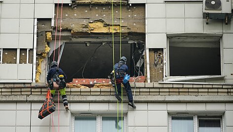 Daugiabutis po dronų atakos Rusijoje /  / AP