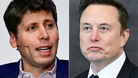 Samas Altmanas ir Elonas Muskas / JOHN MACDOUGALL SAUL LOEB / AFP