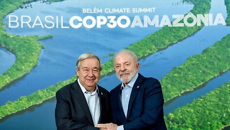 Antonio Guterresas ir Luizas Inacio Lula da Silva / RICARDO STUCKERT / AFP