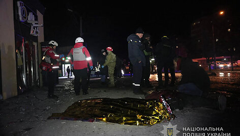 Rusų i&scaron;puolis Zaporižioje / HANDOUT / AFP