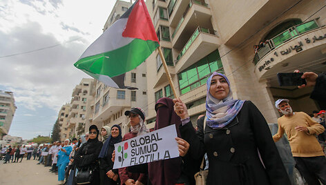 Gazos Ruožo paramos flotilę remiantis protestas / IMAGO/Hashem Zimmo / IMAGO/TheNews2
