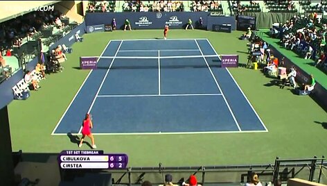 VIDEO kadras: Serena Williams i&scaron;kopė į &bdquo;Bank of the West&ldquo; turnyro pusfinalį