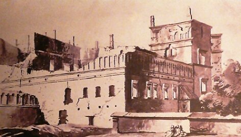 Pranci&scaron;kaus Smuiglevičiaus pie&scaron;inyje - Valdovų rūmų griuvėsiai