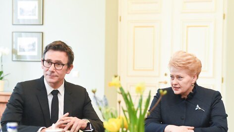 Prezidentė Dalia Grybauskaitė ir režisierius Michel Hazanavicius