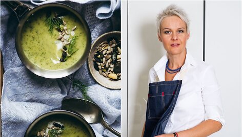 Nida Degutienė ir jos gaminta tir&scaron;ta cukinijų sriuba