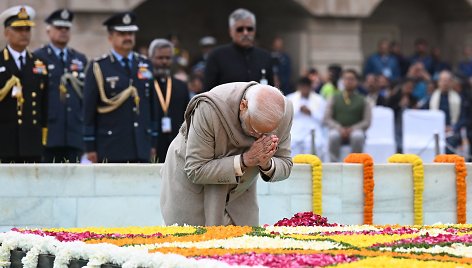 Indijos ministras pirmininkas Narendra Modi prie Mahatmos Gandhi memorialo