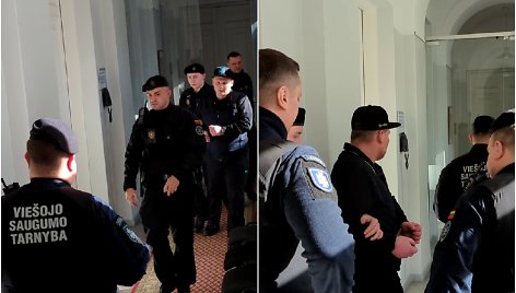 Kaltinamąjį į teismą atvedė ir išvedė 4 konvojaus pareigūnai