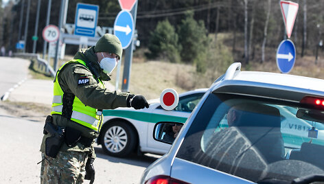 Policijos kontrolės postas įvažiuojant į Vilnių nuo Kauno pusės