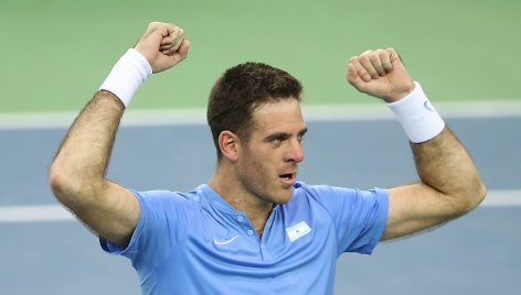 Juanas Martinas del Potro įspūdingame Daviso taurės trileryje patiesė Mariną Čiličių