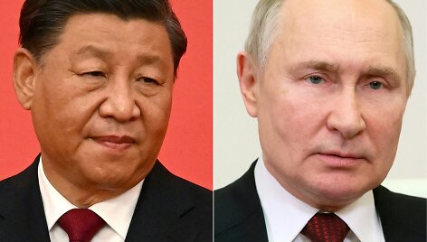 Kinijos vadovas Xi Jinpingas ir Rusijos prezidentas Vladimiras Putinas / AFP