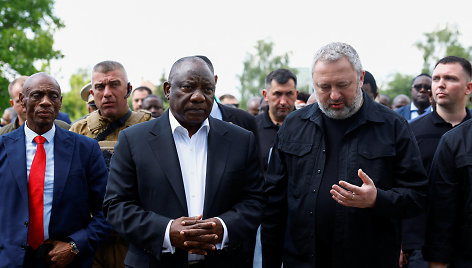 Pietų Afrikos Respublikos prezidentas Cyrilas Ramaphosa Bučoje