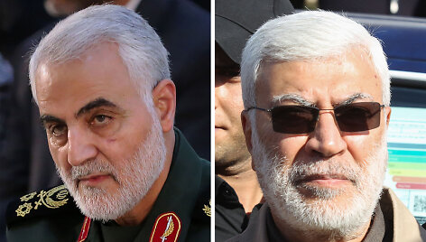 Qasemas Soleimani ir &bdquo;Hashed al Shaabi&ldquo; sukarintų pajėgų vado pavaduotojas Abu Mahdi al Muhandisas