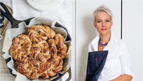 Nida Degutienė ir jos keptos &scaron;vedi&scaron;kos mielinės bandelės su kardamonu