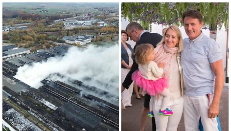 Valdemaras Chomičius su šeima ir vaizdas iš gaisro Alytuje 