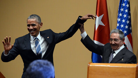 Barackas Obama ir Raulis Castro