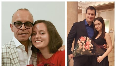 Kastytis Kerbedis su dukra, Konstancija Kerbedytė su vyru Remigijumi Sabaliausku