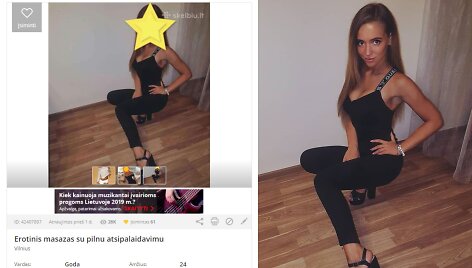 Erotinį masažą siūlančiame skelbime &ndash; Monikos &Scaron;alčiūtės nuotraukos