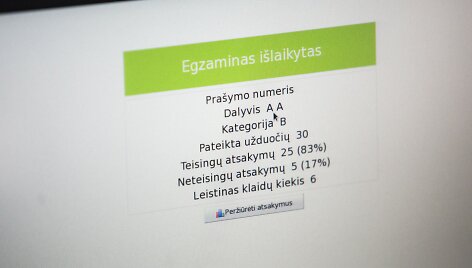 Parodomasis vairavimo teorijos egzaminas &bdquo;Regitroje&ldquo;