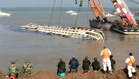 Jangdzės upėje nuskendusio laivo iškėlimas