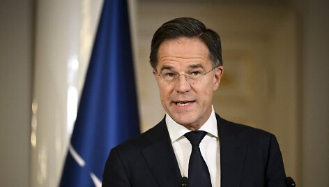 NATO generalinis sekretorius Markas Rutte / ANTTI AIMO-KOIVISTO / AFP