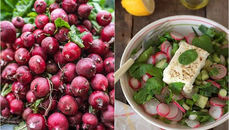 Ridikėlių ir agurkų salotos su feta