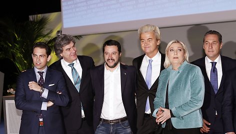 Tomas van Griekenas, Marcelis de Graafas, Matteo Salvini, Marie Le Pen, Geertas Wildersas, Heinzas-Christianas Strache