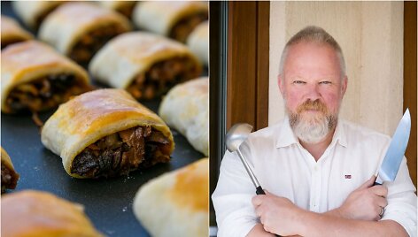Vytaras Radzevičius ir jo kepti grybais įdaryti pyragėliai