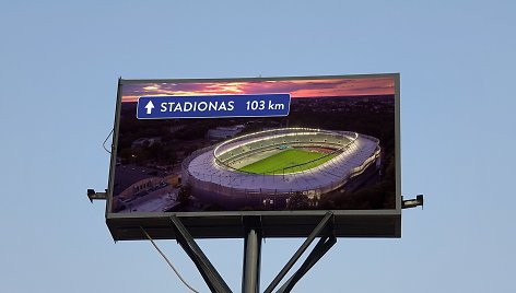 Kauno stadiono atidarymo reklama Vilniuje