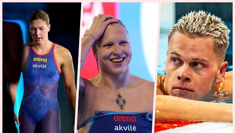 Lietuvos plaukimo rinktinės lyderiai &ndash; Kotryna Teterevkova, Rūta Meilutytė ir Danas Rap&scaron;ys.
